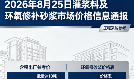 福泉2026年8月25日灌浆料及环氧修补砂浆市场价格信息通报